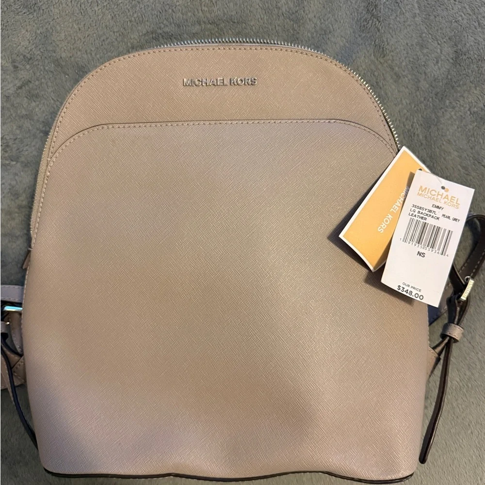 Michael Kors Emmy Gray Saffiano Leather Backpack